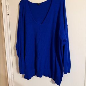 Torrid Blue V-Neck Sweater Oversized Knit